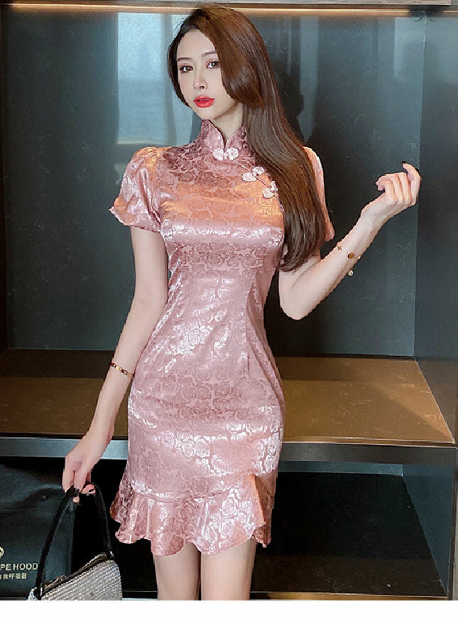 Korea Jacquard Flowers Fishtail Slim Dress5 Korea Jacquard Flowers Fishtail Slim Dress 1