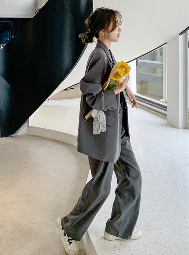 Korea New Tailored Collar Oversize Casual Two Pieces Suits Korea New Tailored Collar Oversize Casual Two Pieces Suits 5