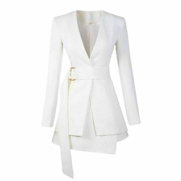 Korea OL 2 Colors Tie Waist Jacket With Short Skirt • Seoulinspired