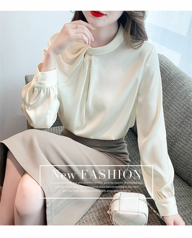 専用⭐︎Puff Sleeve Collar Blouse (Cream) ♡ Amazon.co.jp: Allegra K Collared Blouse, Round Collar
