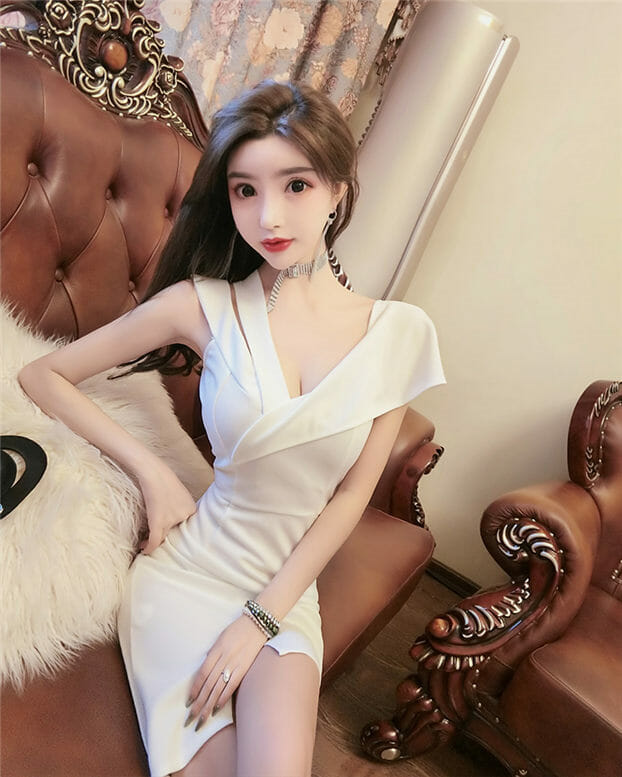 Korea Sexy 2 Colors V-Neck Backless Bodycon Split Dress4 Korea Sexy 2 Colors V-neck Backless Bodycon Split Dress 3