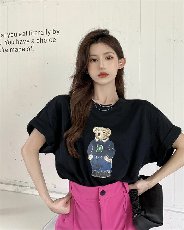 Lovely 3 Colors Bear Printings Loosen T-Shirts Lovely 3 Colors Bear Printings Loosen T-shirts 6