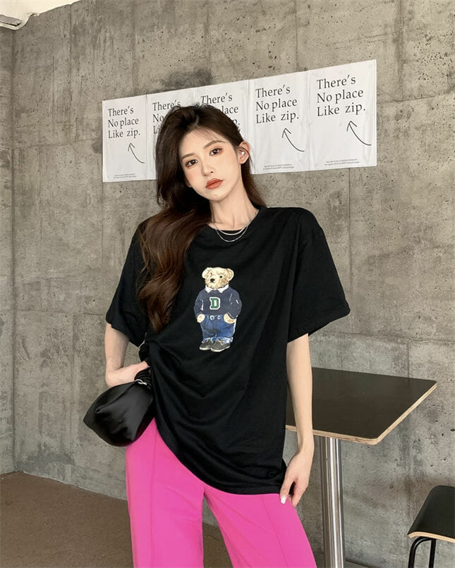 Lovely 3 Colors Bear Printings Loosen T-Shirts2 Lovely 3 Colors Bear Printings Loosen T-shirts 5