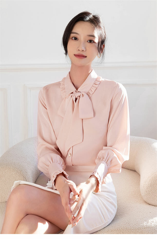 Lovely Bowknot Collar Puff Sleeve Blouse Lovely Bowknot Collar Puff Sleeve Blouse 5