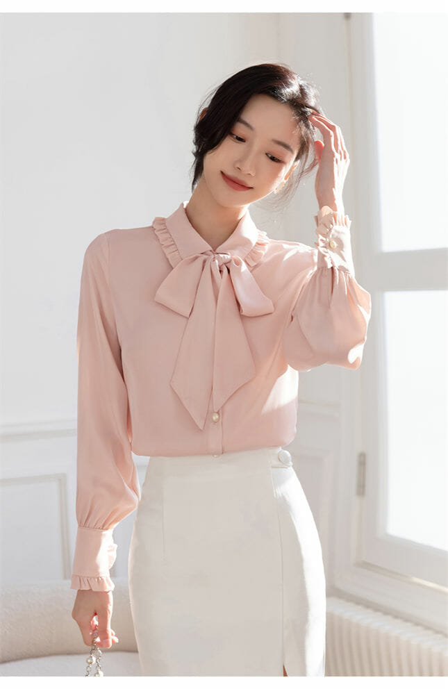 Lovely Bowknot Collar Puff Sleeve Blouse3 Lovely Bowknot Collar Puff Sleeve Blouse 3