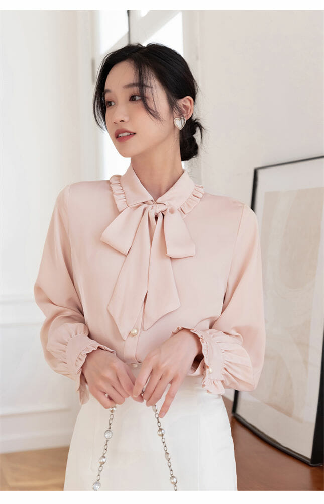 Lovely Bowknot Collar Puff Sleeve Blouse4 Lovely Bowknot Collar Puff Sleeve Blouse 2