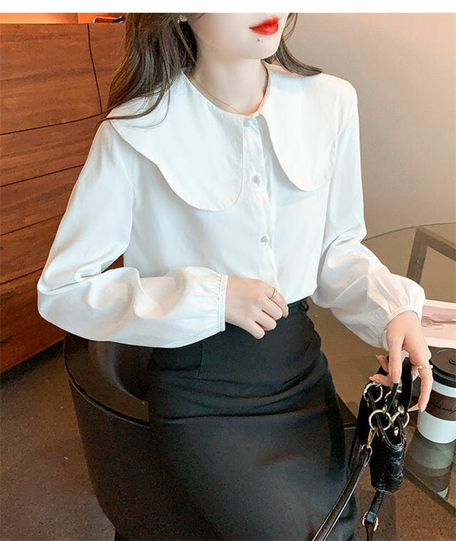 Lovely Doll Collar Puff Sleeve Loosen Blouse2 Lovely Doll Collar Puff Sleeve Loosen Blouse 4