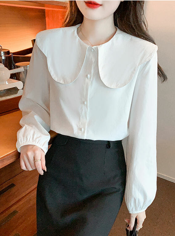 Lovely Doll Collar Puff Sleeve Loosen Blouse5 Lovely Doll Collar Puff Sleeve Loosen Blouse 1