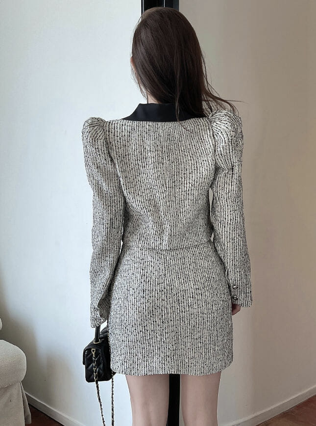 Modern Lady 2 Colors Double-Breasted Tailored Collar Slim Dress Set Modern Lady 2 Colors Double-breasted Tailored Collar Slim Dress Set 7