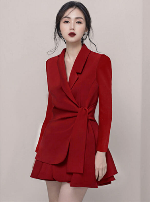 Modern Lady 2 Colors Tailored Collar Tie Waist Leisure Suits4 Modern Lady 2 Colors Tailored Collar Tie Waist Leisure Suits 1