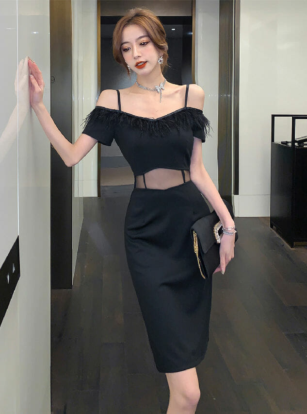 Modern Lady 2 Colors Tassels Boat Neck Slim Dress3 Modern Lady 2 Colors Tassels Boat Neck Slim Dress 4