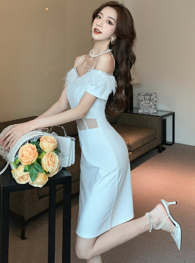 Modern Lady 2 Colors Tassels Boat Neck Slim Dress4 Modern Lady 2 Colors Tassels Boat Neck Slim Dress 3