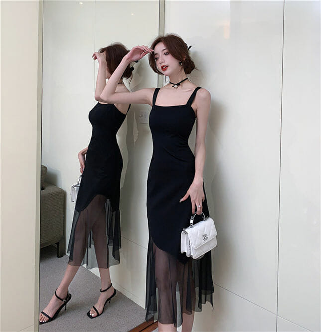 Modern Lady Gauze Fishtail Straps Backless Slim Dress2 Modern Lady Gauze Fishtail Straps Backless Slim Dress 4
