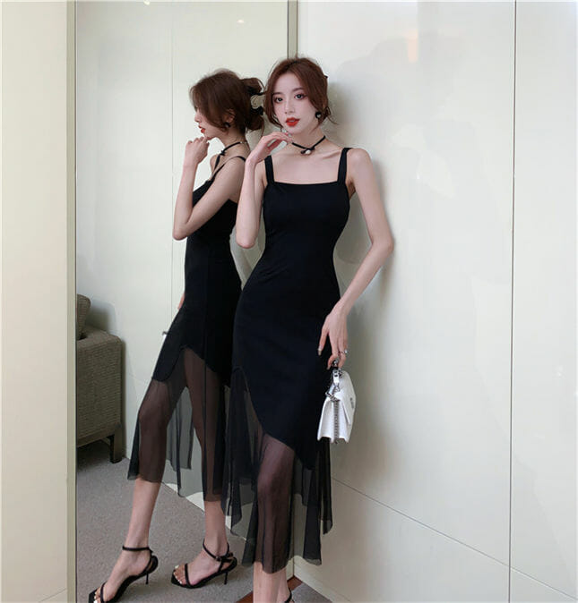 Modern Lady Gauze Fishtail Straps Backless Slim Dress4 Modern Lady Gauze Fishtail Straps Backless Slim Dress 2