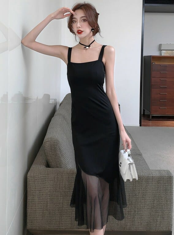 Modern Lady Gauze Fishtail Straps Backless Slim Dress5 Modern Lady Gauze Fishtail Straps Backless Slim Dress 1