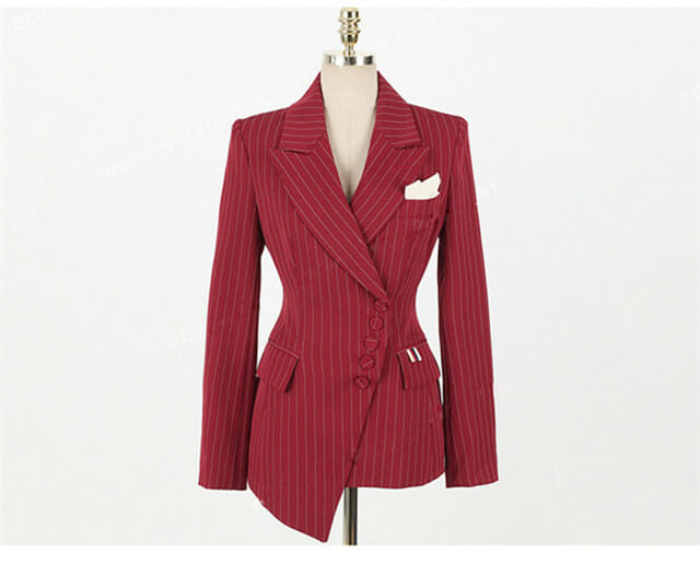 Modern Lady Tailored Collar Stripes Slim Leisure Suits1 Modern Lady Tailored Collar Stripes Slim Leisure Suits 5