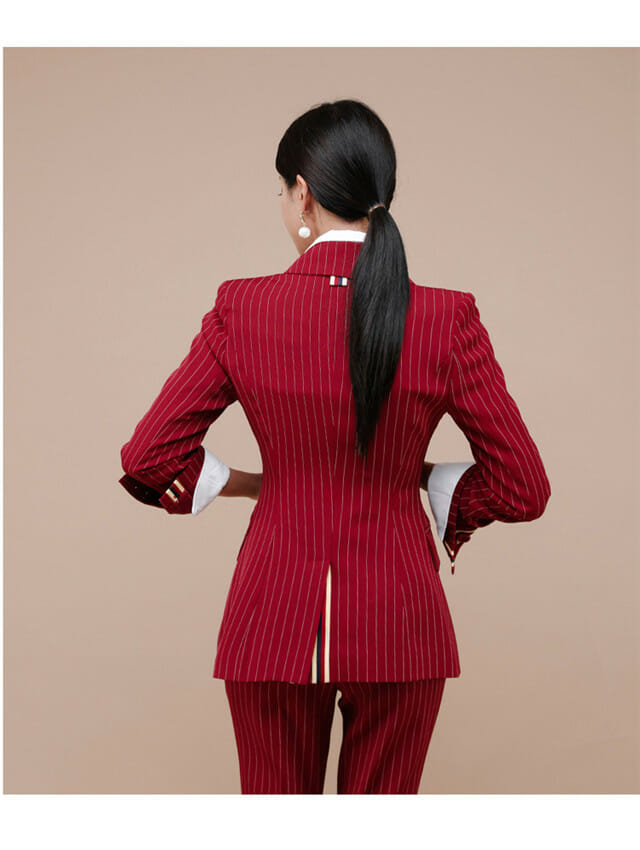 Modern Lady Tailored Collar Stripes Slim Leisure Suits2 Modern Lady Tailored Collar Stripes Slim Leisure Suits 4