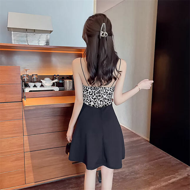 Modern Sexy 2 Colors Zipper Bust Plaids Leopard Straps Dress Modern Sexy 2 Colors Zipper Bust Plaids Leopard Straps Dress 6