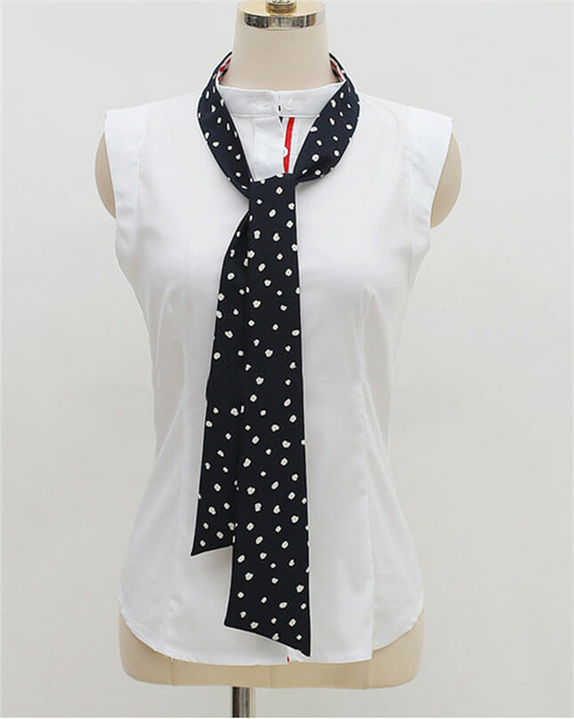 Preppy Fashion Dots Tie Blouse With Fishtail Short Skirt2 Preppy Fashion Dots Tie Blouse with Fishtail Short Skirt 6
