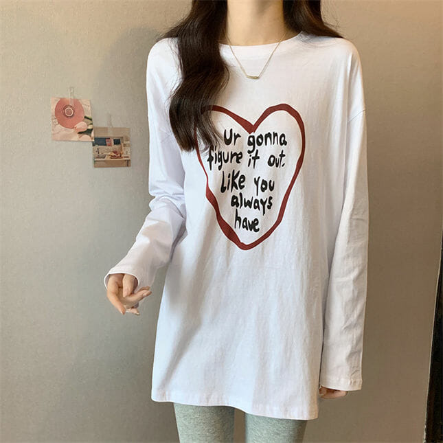 Preppy New Letters Heart Printings Oversize Cotton T-Shirt2 Preppy New Letters Heart Printings Oversize Cotton T-shirt 3