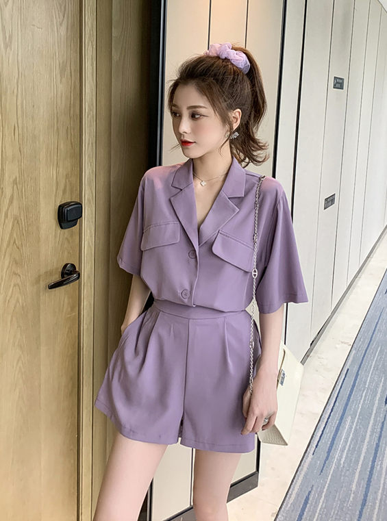 Preppy Wholesale Tailored Collar Loosen Two Pieces Short Suits1 Preppy Tailored Collar Loosen Two Pieces Short Suits 4
