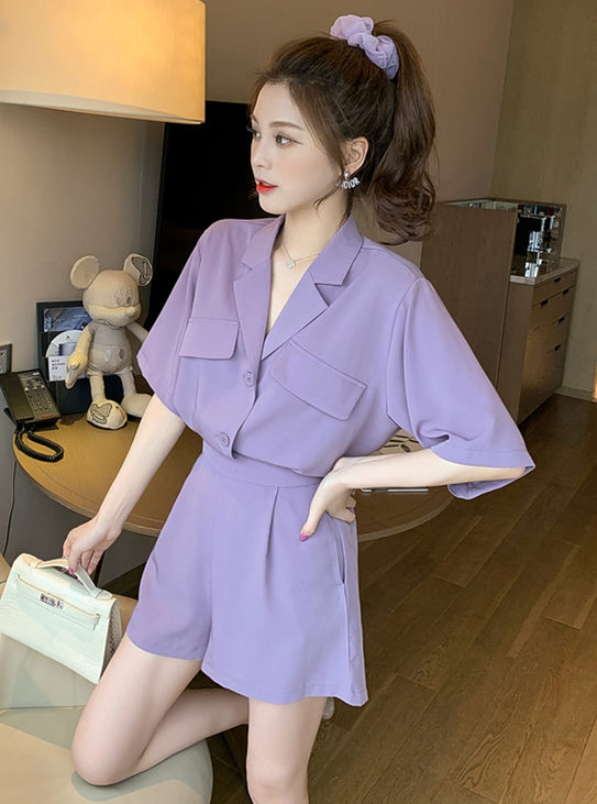 Preppy Wholesale Tailored Collar Loosen Two Pieces Short Suits2 Preppy Tailored Collar Loosen Two Pieces Short Suits 3