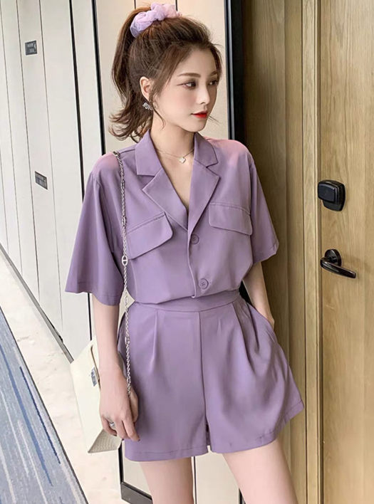 Preppy Wholesale Tailored Collar Loosen Two Pieces Short Suits4 Preppy Tailored Collar Loosen Two Pieces Short Suits 1
