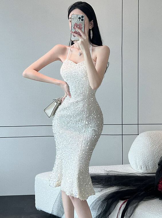 Pretty Fashion Sequins Fishtail Straps Bodycon Dress6 Pretty Fashion Sequins Fishtail Straps Bodycon Dress 1