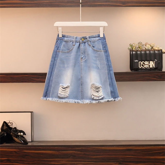 Pretty Korea V-Neck Flare Sleeve Flowers Dress With Denim Skirt1 Pretty Korea V-neck Flare Sleeve Flowers Dress with Denim Skirt 5