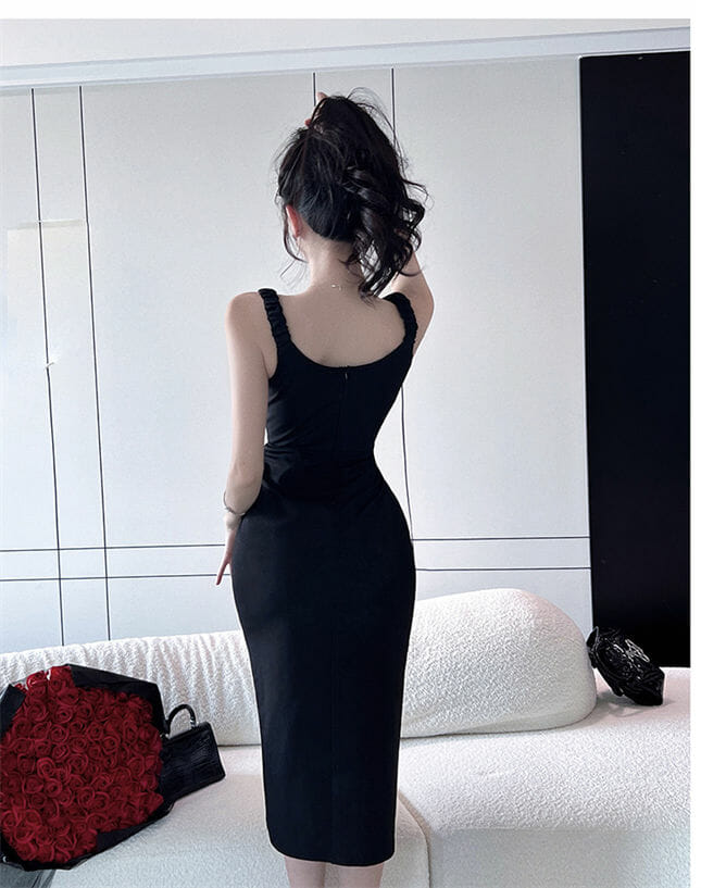 Pretty Summer Beads Flowers High Waist Slim Straps Dress Pretty Summer Beads Flowers High Waist Slim Straps Dress 5