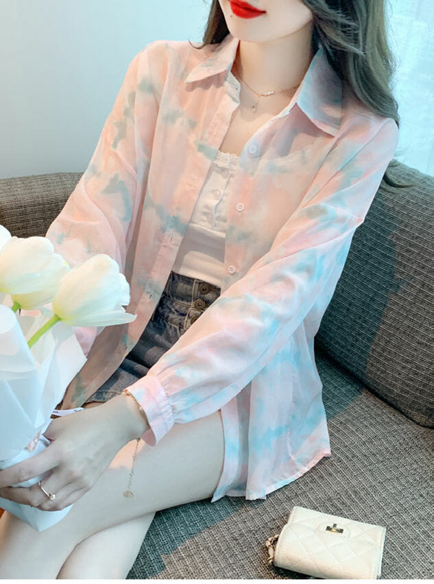 Pretty Summer Fashion Rainbow Puff Sleeve Chiffon Blouse Pretty Summer Fashion Rainbow Puff Sleeve Chiffon Blouse 5