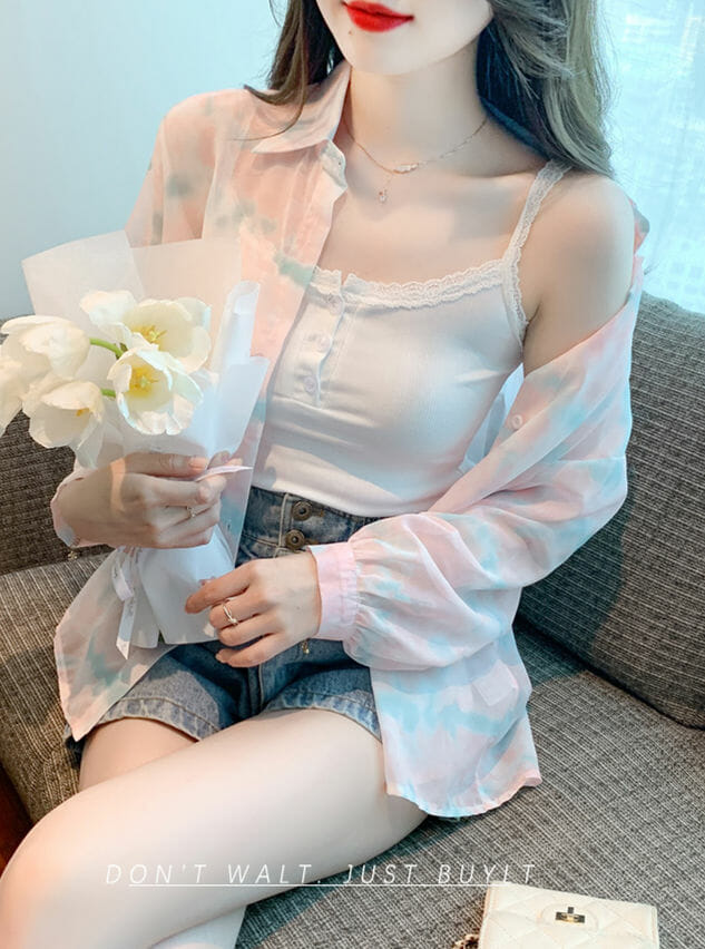 Pretty Summer Fashion Rainbow Puff Sleeve Chiffon Blouse2 Pretty Summer Fashion Rainbow Puff Sleeve Chiffon Blouse 4