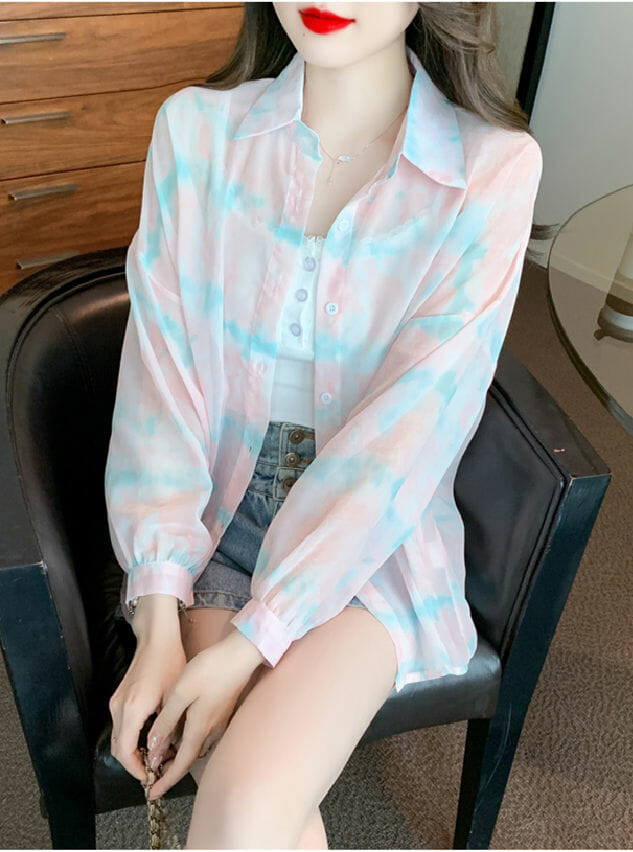 Pretty Summer Fashion Rainbow Puff Sleeve Chiffon Blouse3 Pretty Summer Fashion Rainbow Puff Sleeve Chiffon Blouse 3