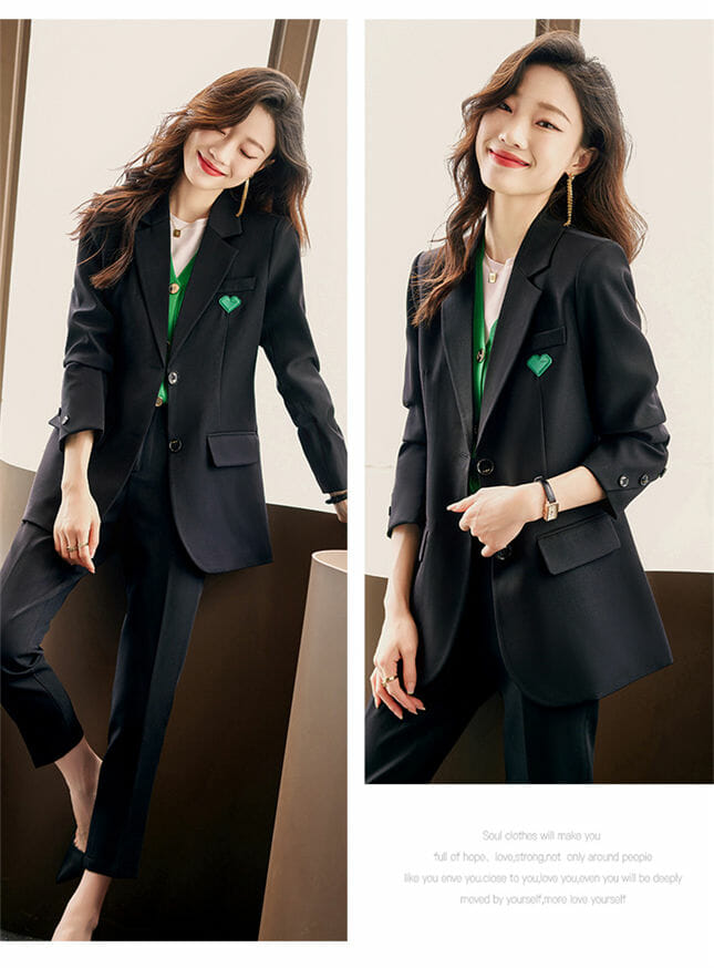 Quality Autumn 3 Colors Tailored Collar Jacket With Ninth Pants Quality Autumn 3 Colors Tailored Collar Jacket with Ninth Pants 7