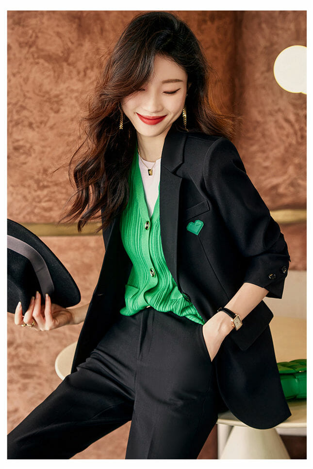 Quality Autumn 3 Colors Tailored Collar Jacket With Ninth Pants2 Quality Autumn 3 Colors Tailored Collar Jacket with Ninth Pants 6