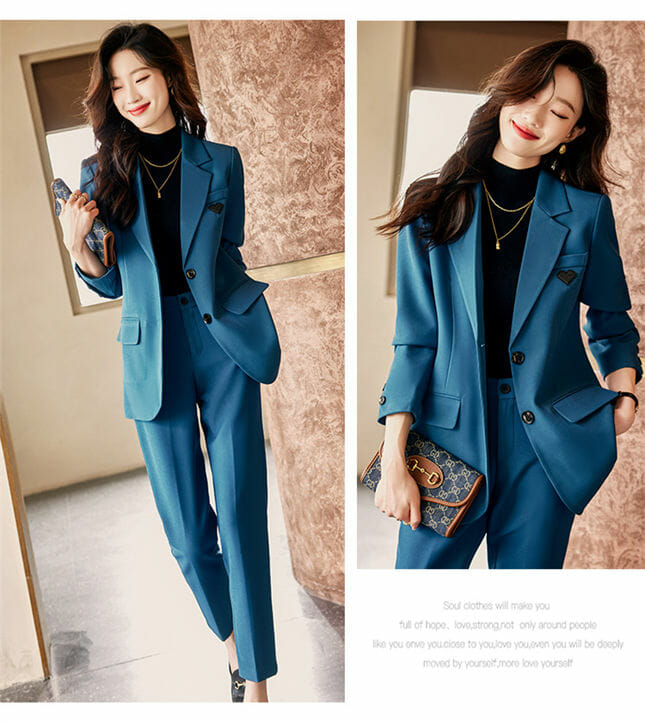 Quality Autumn 3 Colors Tailored Collar Jacket With Ninth Pants5 Quality Autumn 3 Colors Tailored Collar Jacket with Ninth Pants 3