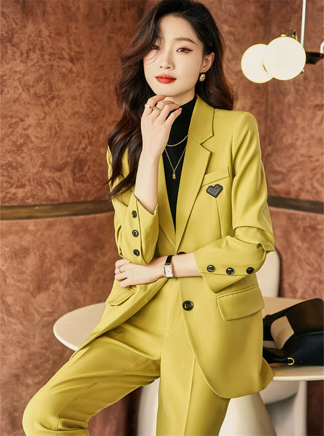 Quality Autumn 3 Colors Tailored Collar Jacket With Ninth Pants7 Quality Autumn 3 Colors Tailored Collar Jacket with Ninth Pants 1