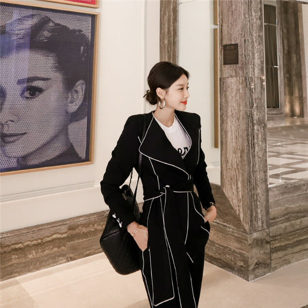 Quality New Turn-Down Collar Tie Waist Long Suits2 Quality New Turn-down Collar Tie Waist Long Suits 4