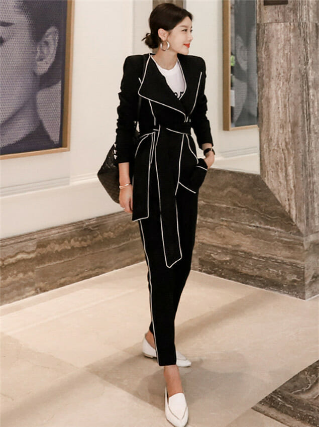 Quality New Turn-Down Collar Tie Waist Long Suits5 Quality New Turn-down Collar Tie Waist Long Suits 1