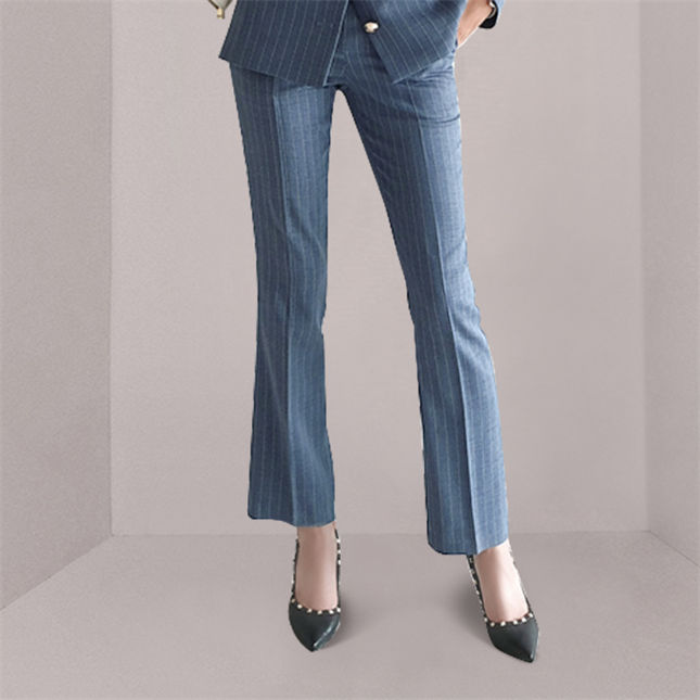 Quality Ol Single-Breasted Belt Waist Stripes Long Suits Quality OL Single-breasted Belt Waist Stripes Long Suits 4