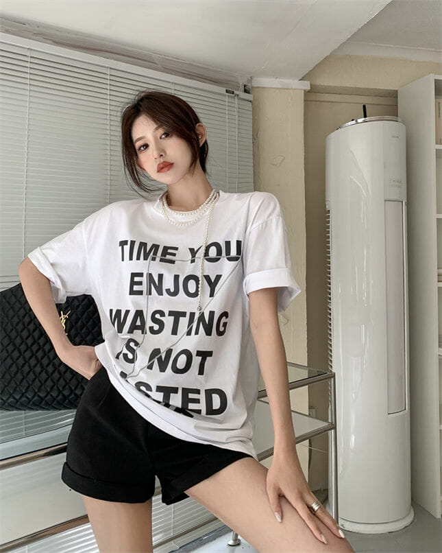 Retro 3 Colors Letters Printings Oversize T-Shirts Retro 3 Colors Letters Printings Oversize T-shirts 6