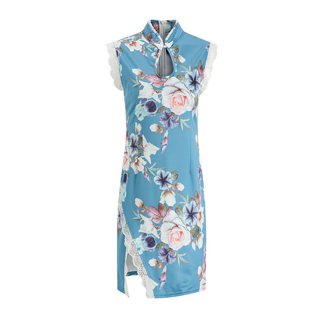 Retro Flowers Printings Lace Splicing Tank Dress Retro Flowers Printings Lace Splicing Tank Dress 6