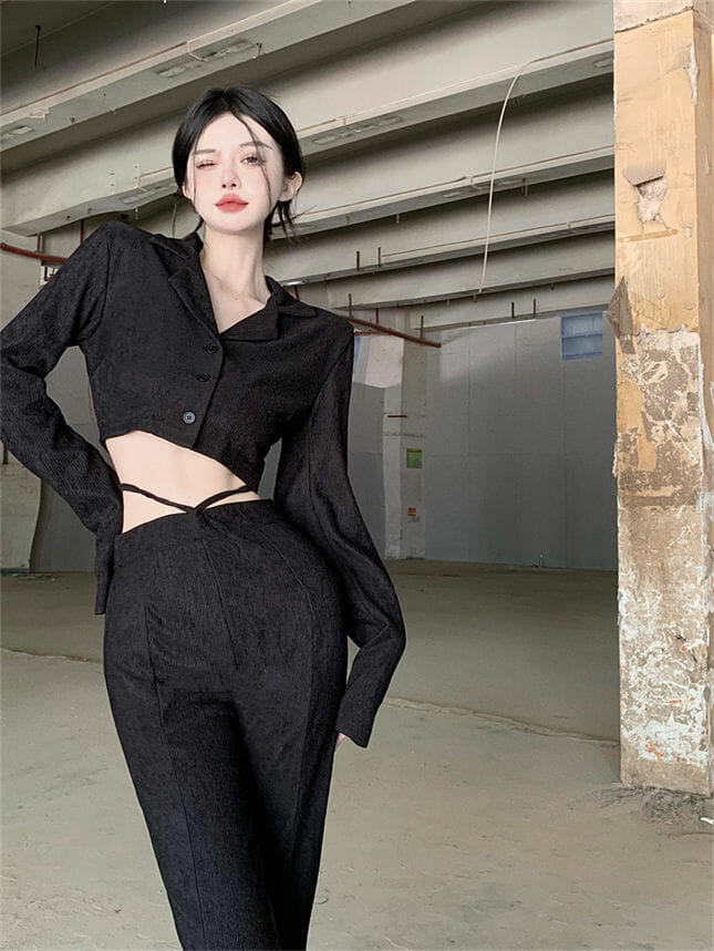 Retro Street Fashion Tailored Collar High Waist Slim Long Suits Retro Street Fashion Tailored Collar High Waist Slim Long Suits 6