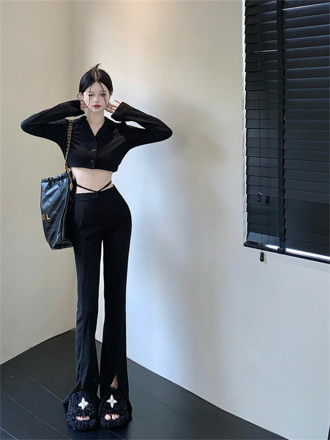 Retro Street Fashion Tailored Collar High Waist Slim Long Suits2 Retro Street Fashion Tailored Collar High Waist Slim Long Suits 5