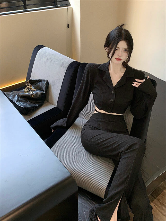 Retro Street Fashion Tailored Collar High Waist Slim Long Suits3 Retro Street Fashion Tailored Collar High Waist Slim Long Suits 4