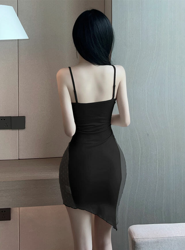 Sexy Korea 2 Colors Hollow Out Gauze Splicing Straps Dress Sexy Korea 2 Colors Hollow Out Gauze Splicing Straps Dress 6