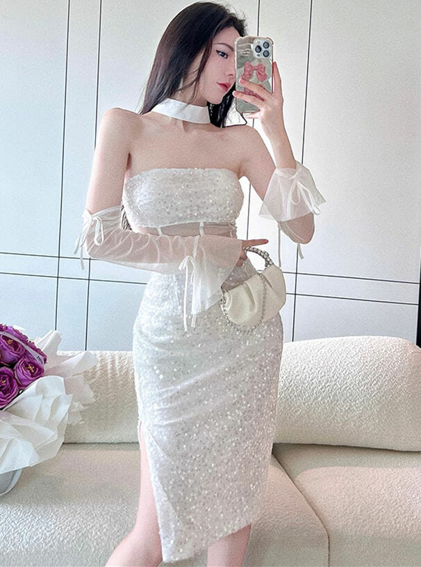slim fit dress slacks Sexy Dresses Nightclub Mini Short Party Dress Women Back Bandage O Nec main image 0