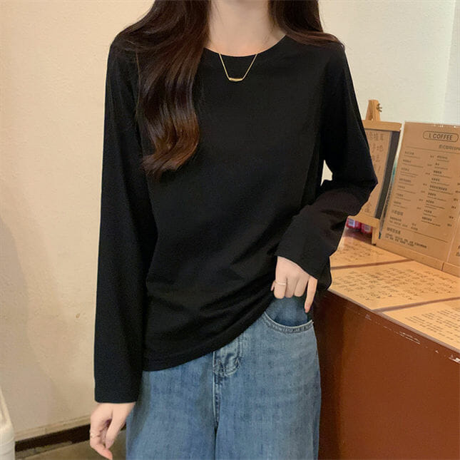 Simple Fashion 4 Colors Round Neck Loosen Cotton T-Shirt2 Simple Fashion 4 Colors Round Neck Loosen Cotton T-shirt 5