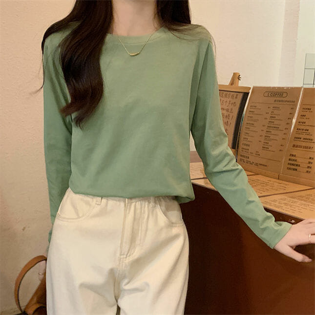 Simple Fashion 4 Colors Round Neck Loosen Cotton T-Shirt4 Simple Fashion 4 Colors Round Neck Loosen Cotton T-shirt 3