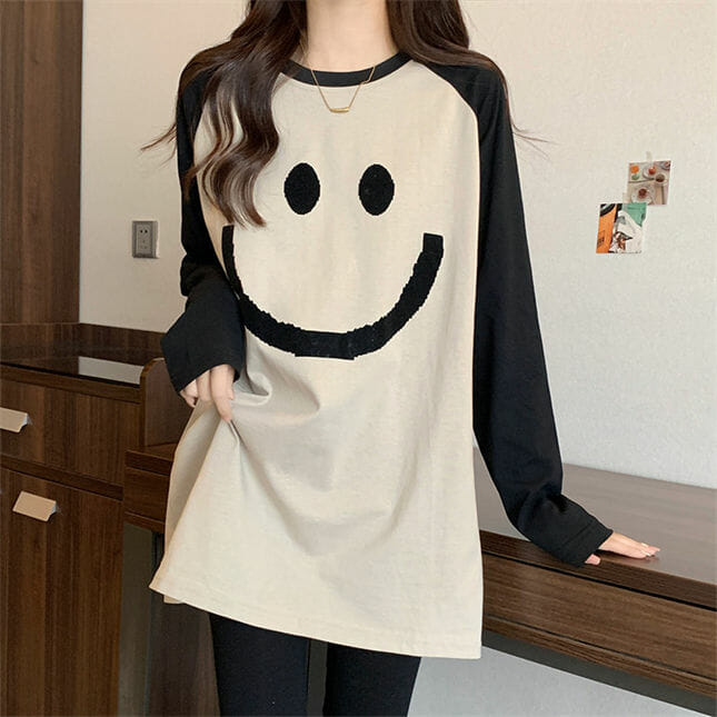 Spring 2 Colors Smile Printings Loosen T-Shirts3 Spring 2 Colors Smile Printings Loosen T-shirts 4